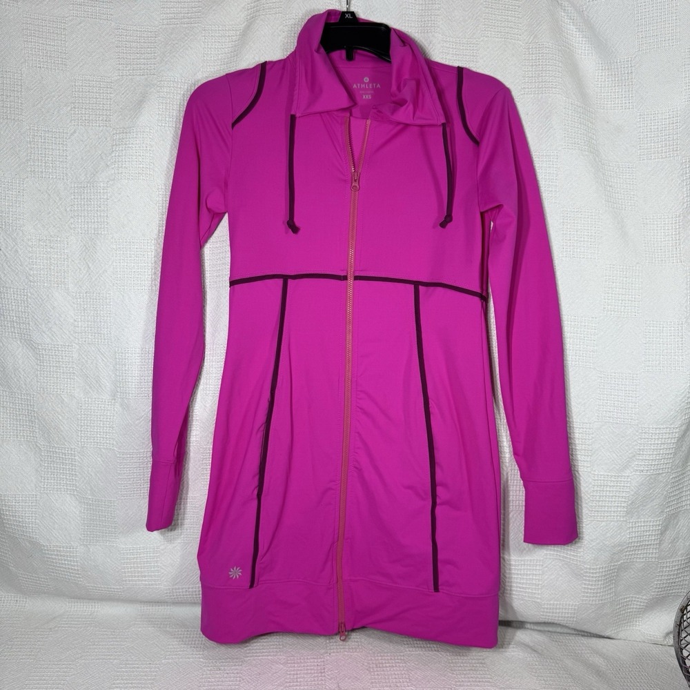 Athleta Women's Pink Spinaker Sun Zip Up Tunic/Track jacket/dress‎ Size Xsmall